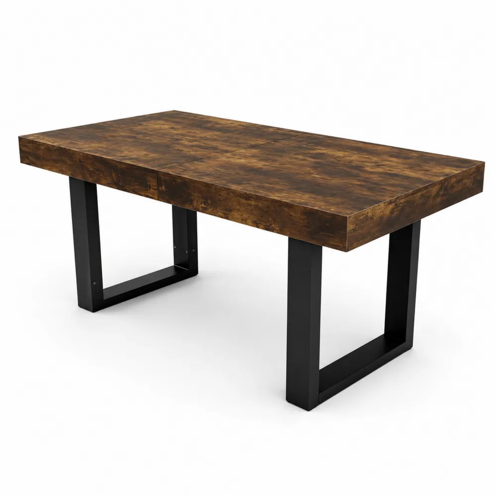 Table à manger en bois et métal 180x90 cm Marron et Noir