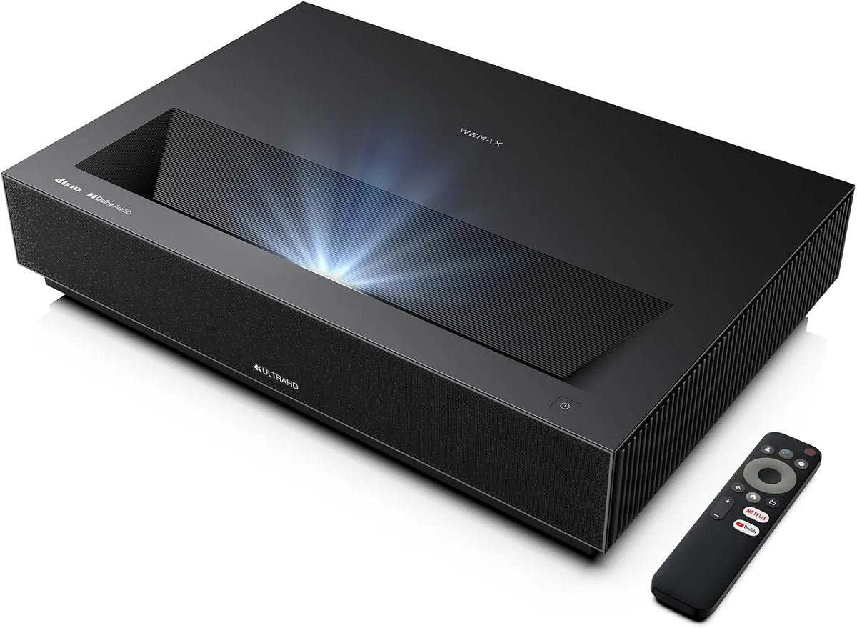 Google Smart TV, 150 pouces, téléviseur, HDR, son Dolby, WEMAx Nova Pro Videoprojecteur Ultra Courte Focale Laser, Dolby Audio DTS-HD, HDR10, HLG