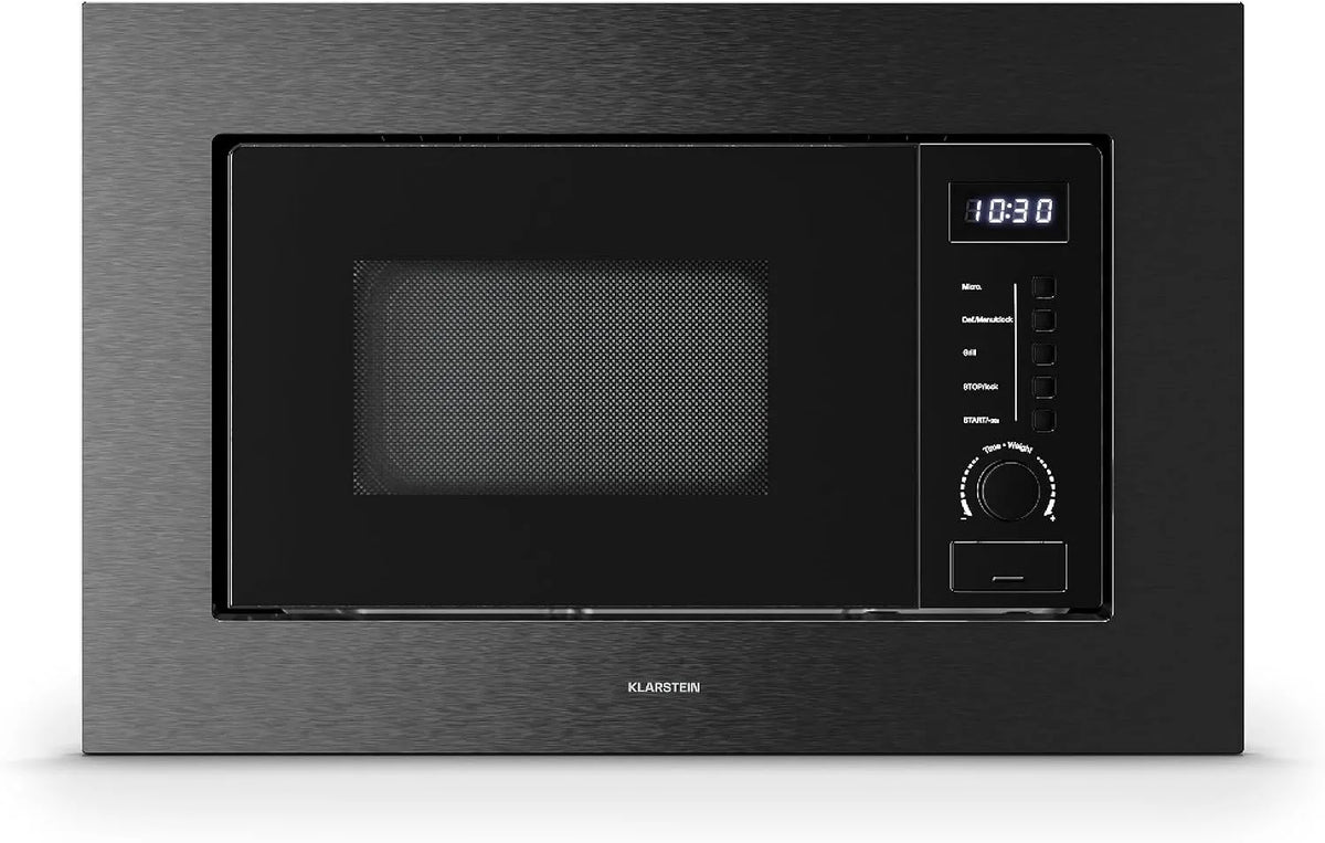 Klarstein Micro-ondes, 20 L, 700 W, 8 programmes, tactile, encastrable, gril, acier inoxydable, four micro-ondes, noir, Klarstein Verosteel Micro Onde