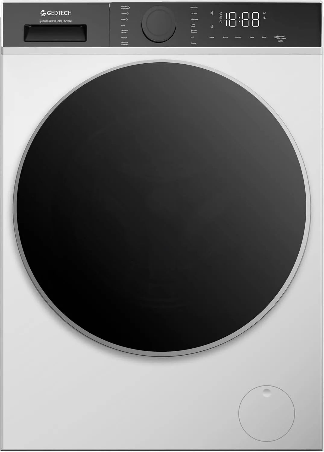 Lave-linge GLL90A1400WH, classe énergétique A, vapeur, 1400 Trs, min, GEDTECH, GEDTECH - Lave-Linge SteamSeries 9 Kgs - GLL90A1400WH - 1400 Trs