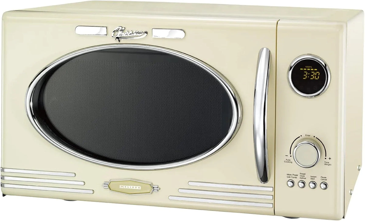 Micro-ondes, 23 L, 1000 W, gril, Melissa Four à micro-ondes rétro 16330128-1000 W - cavité 23 L - modèle avec fonction grill - couleur crème