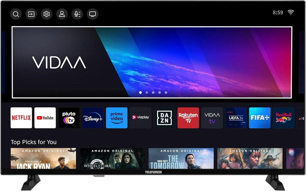 Smart TV, 40 pouces, téléviseur, Telefunken QF40VP750S, QLED, HDR, triple tuner DVB-T2, S2, Full HD, noir