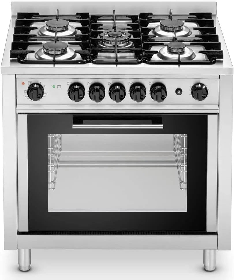 Cuisinière à gaz avec four électrique, 5 foyers, industriel, professionnel, restaurant, MBH, 1 pour bar