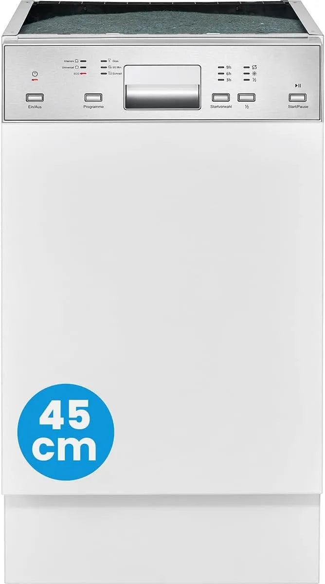 Bomann Lave-vaisselle, 45 cm, classe énergétique D, format slim, silencieux, acier inoxydable, cuve inox, partiellement intégrable, économie d'énergie