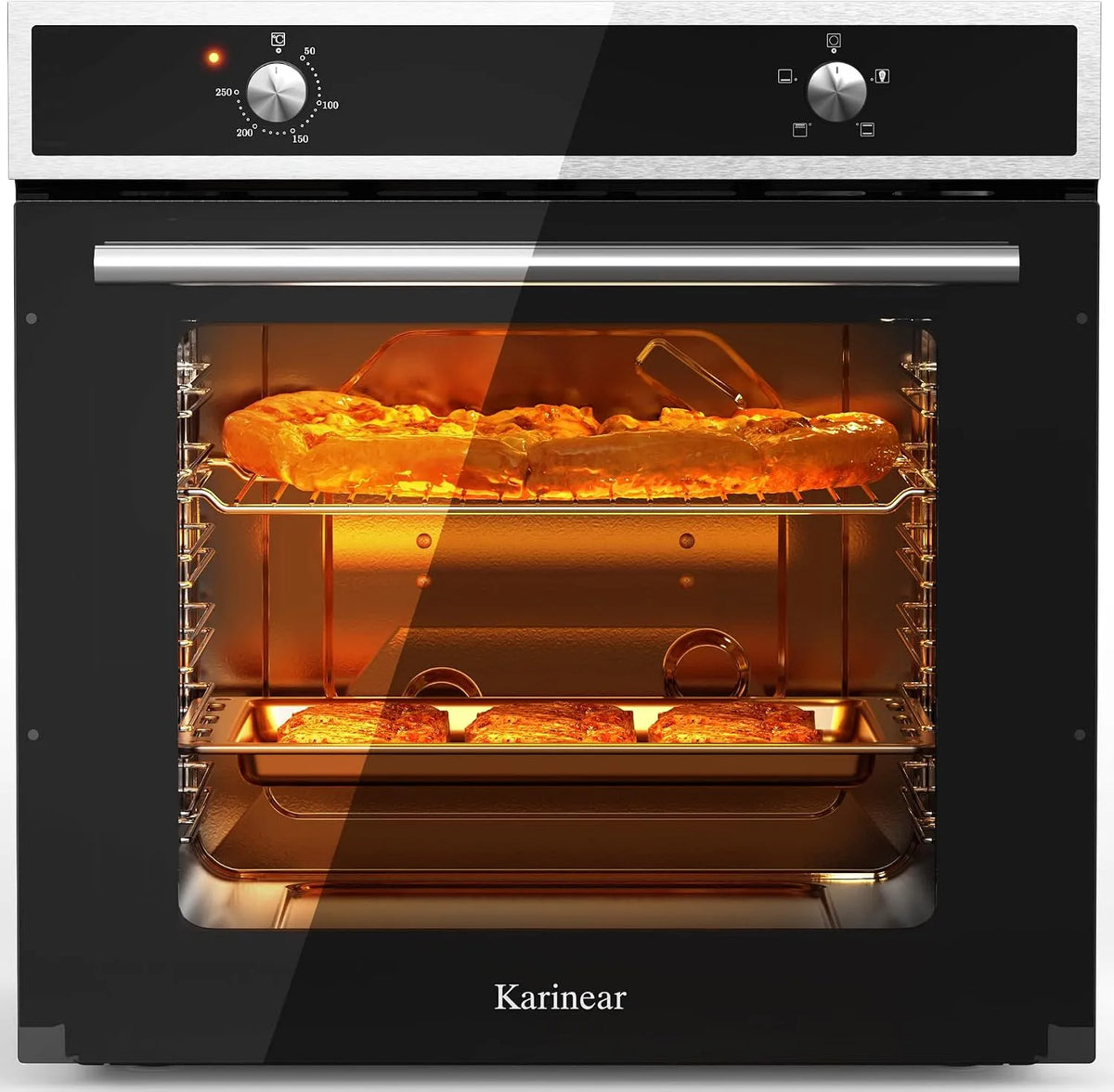Four électrique 220-240V, 60 cm, 65 L, 2200 W, 4 programmes, 50 à 250 °C, encastrable, 240 V, 2200W, avec Panneau en Verre Trempé, avec Prise