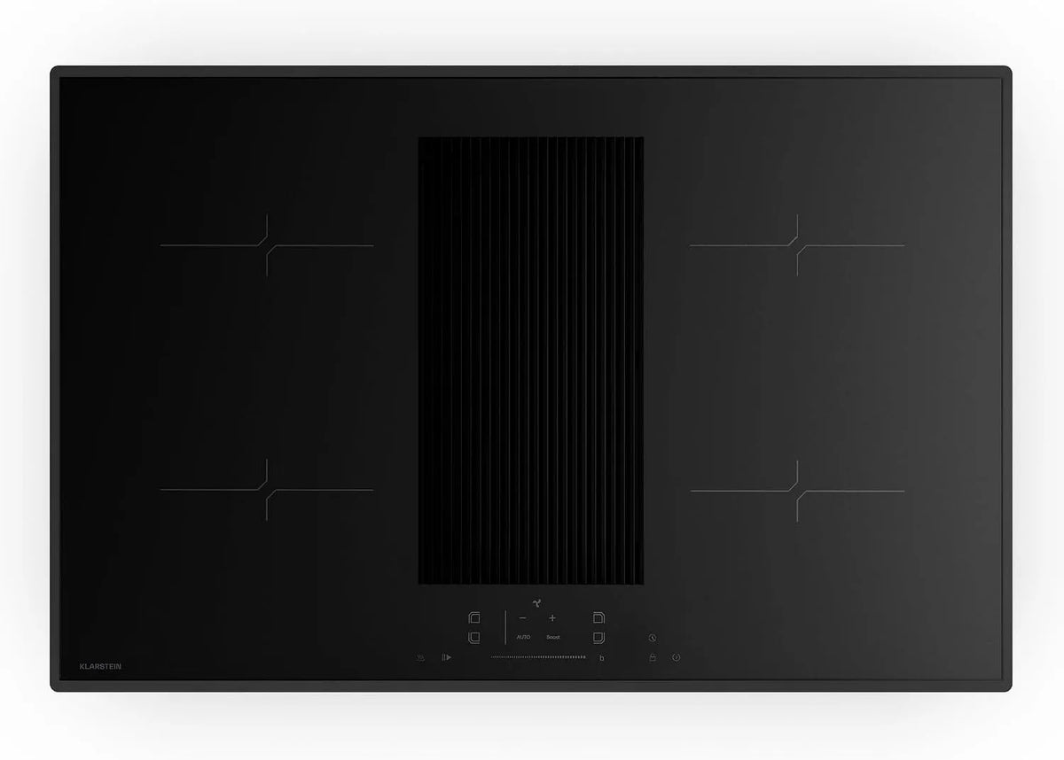 Klarstein Ustensile de cuisson, 80cm, 4 foyers, 8400 W, Boost, tactile, minuteur, verrouillage, noir, 4 Zones, Klarstein Velaire Plaque Induction avec