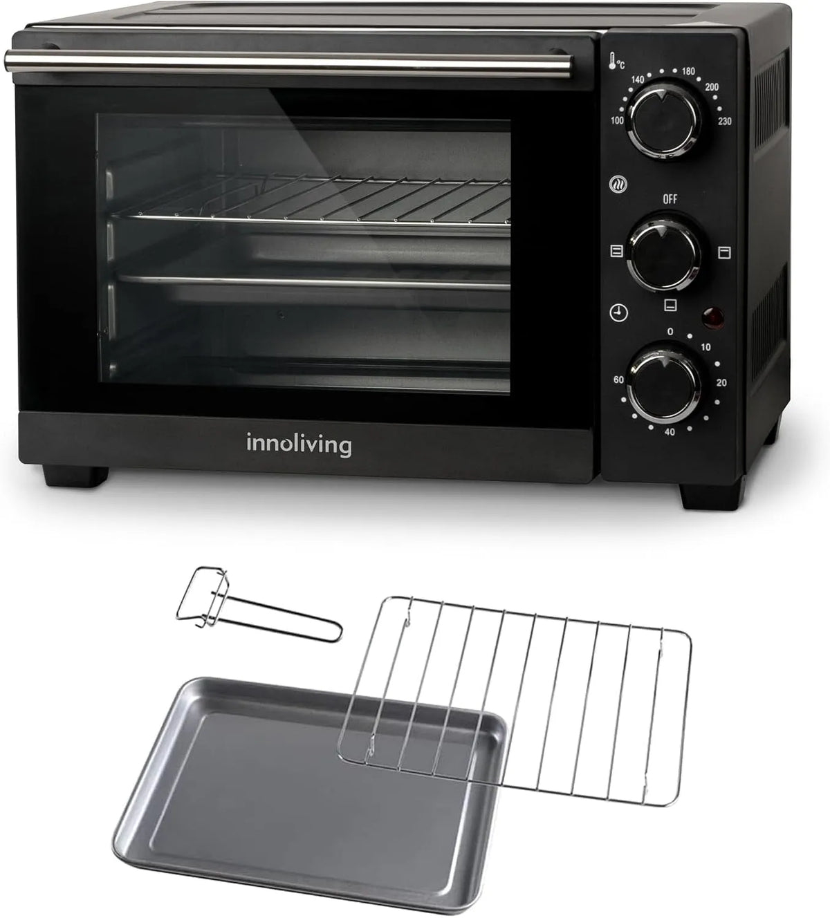 Four électrique INN-797, 15 L, 1200 W, minuteur, 2 zones de température, température réglable jusqu'à 230 °C, minuterie 60 minutes, cuisson ventilée