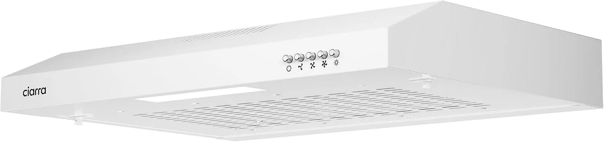 CIARRA AWW6903 Hotte aspirante, 60cm, hotte de cuisine, évacuation et recyclage, éclairage LED, 3 vitesses, blanc