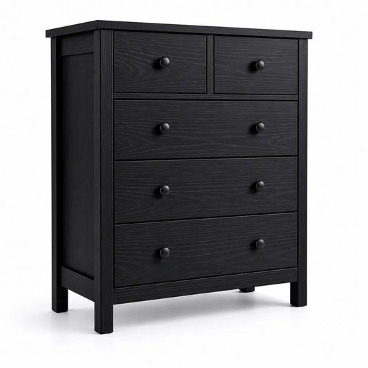 Commode en bois noir 5 tiroirs