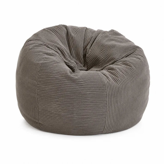 Pouf en Velours Côtelé Gris