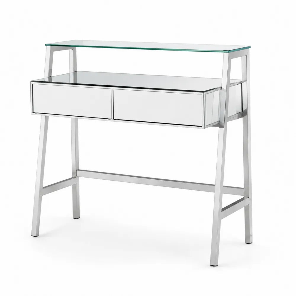 Coiffeuse en métal et verre avec tiroirs 110x40x80 cm