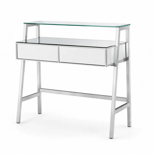 Coiffeuse en métal et verre avec tiroirs 110x40x80 cm