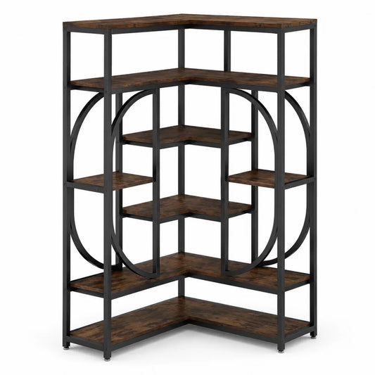 Étagère d'angle en bois et métal noir 132 cm