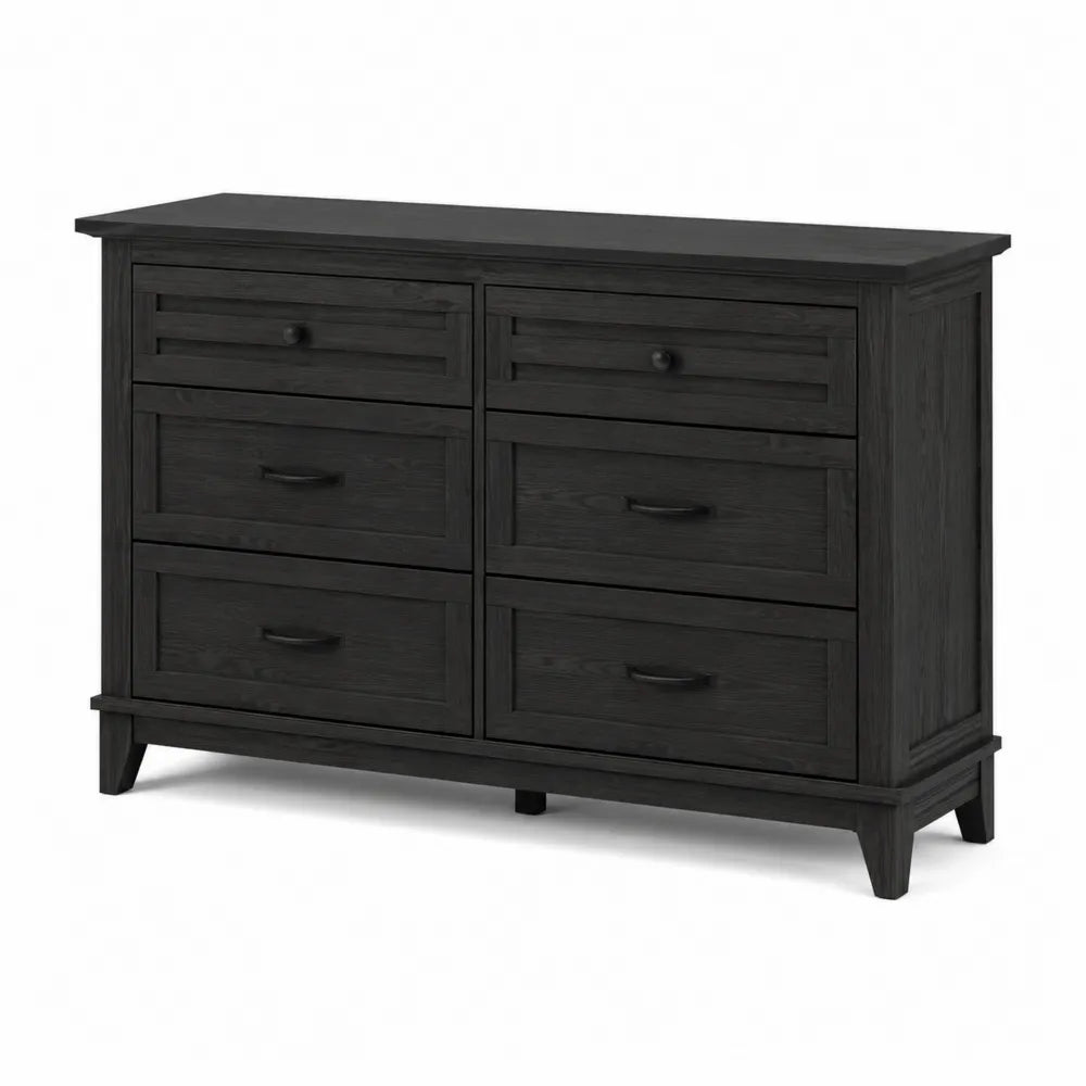 Commode en bois noir avec 6 tiroirs