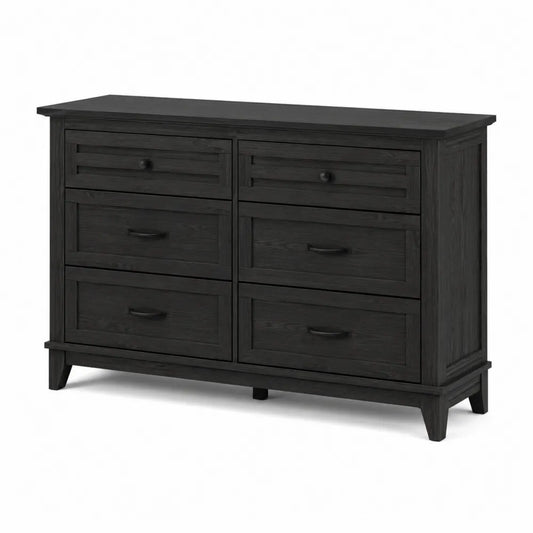 Commode en bois noir avec 6 tiroirs