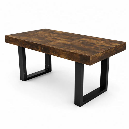 Table à manger en bois et métal 180x90 cm Marron et Noir