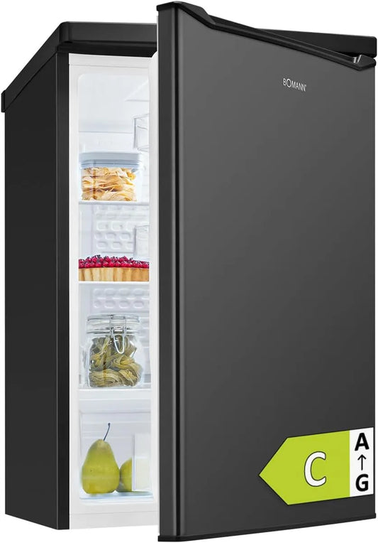 Bomann Réfrigérateur, 126 L, classe énergétique C, pose libre, éclairage LED, 2 zones de température, noir, clayettes en verre, contrôle de la