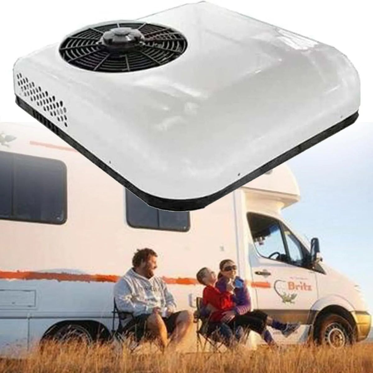 Climatiseur White-12V, 12 V, camping, blanc, DC RV Climatiseur 2 en 1 Toit avec Refroidissement et Chauffage, Climatiseur Stationnement électrique