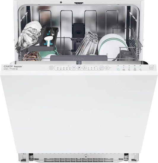 Candy 4B7L0W Lave-vaisselle, 89, 8 x 59, 8 x 55 cm, classe énergétique E, encastrable, blanc, Cycle Rapide 49 min, 14 Couverts, Modèle CI, Contrôle à