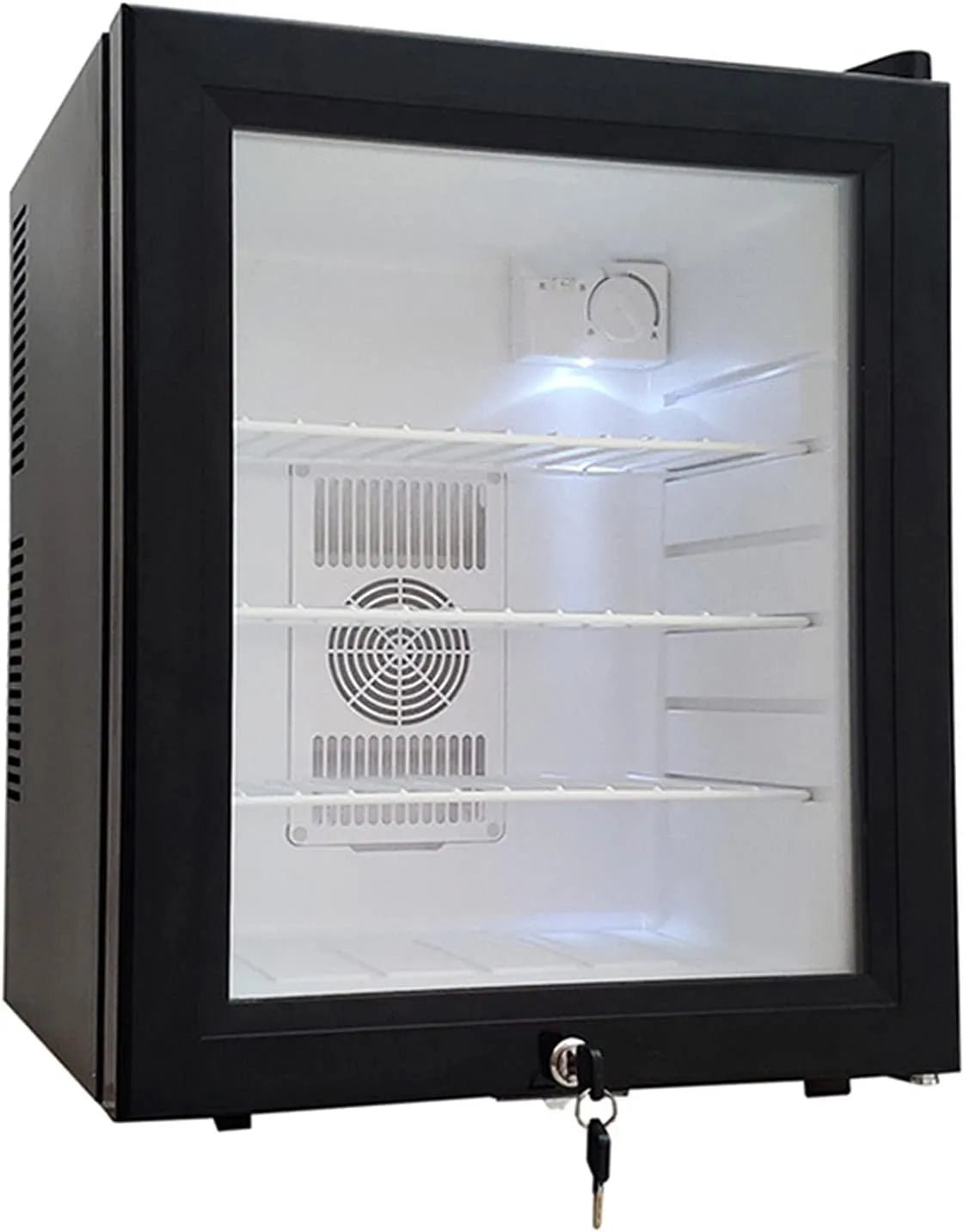 Réfrigérateur, acier inoxydable, noir, Réfrigérateur 60 canettes et glacière avec porte en verre