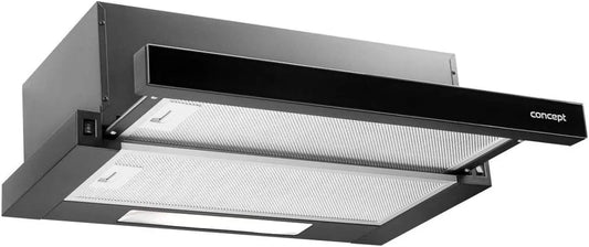 Concept OPV3560 Hotte aspirante, 60 cm, hotte de cuisine, encastrable, noir, Concept OPV3560 Hotte aspirante extensible 60 cm Noir 2 niveaux de