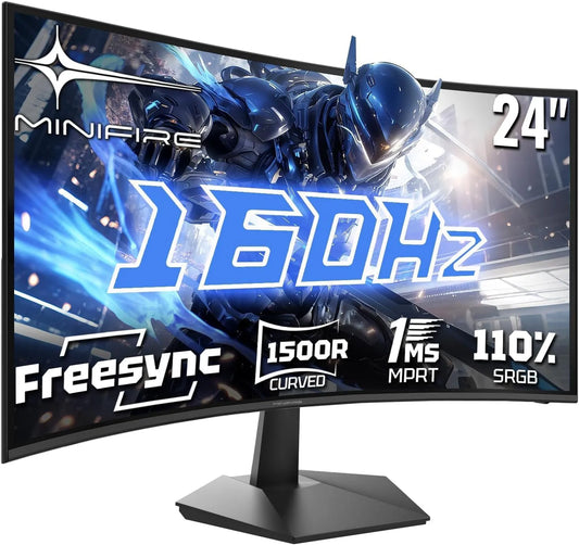 Moniteur 1500R, 24 pouces, 100x100mm, 1920 × 1080, 1 ms, 160 Hz, Full HD, HDMI, écran PC, 110% sRGB, DP1, 1ms MPRT, HDMI2.0, DP1.4, MFG24C1L, Minifire