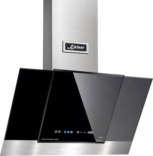 Hotte aspirante, 80 cm, hotte de cuisine, tactile, minuteur, acier inoxydable, noir, LED, TouchControl