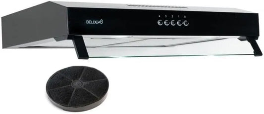 Hotte aspirante m3/h, 60 cm, 100 W, 210 m3/h, hotte de cuisine, noir, BELDEKO Hotte Casquette 60 cm Noir 210 m3/h 100W - Marque Française