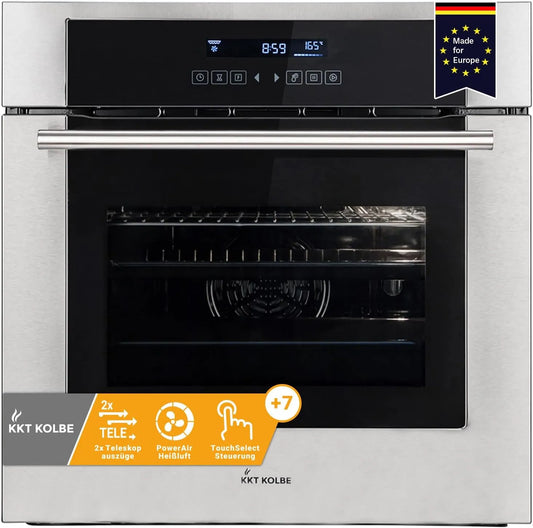 Four électrique EB8015ED, 60 cm, 70 L, encastrable, minuteur, gril, 70L, 3kW, Timer automatique, Air chaud, Tiroirs télescopiques, Double Vitrage