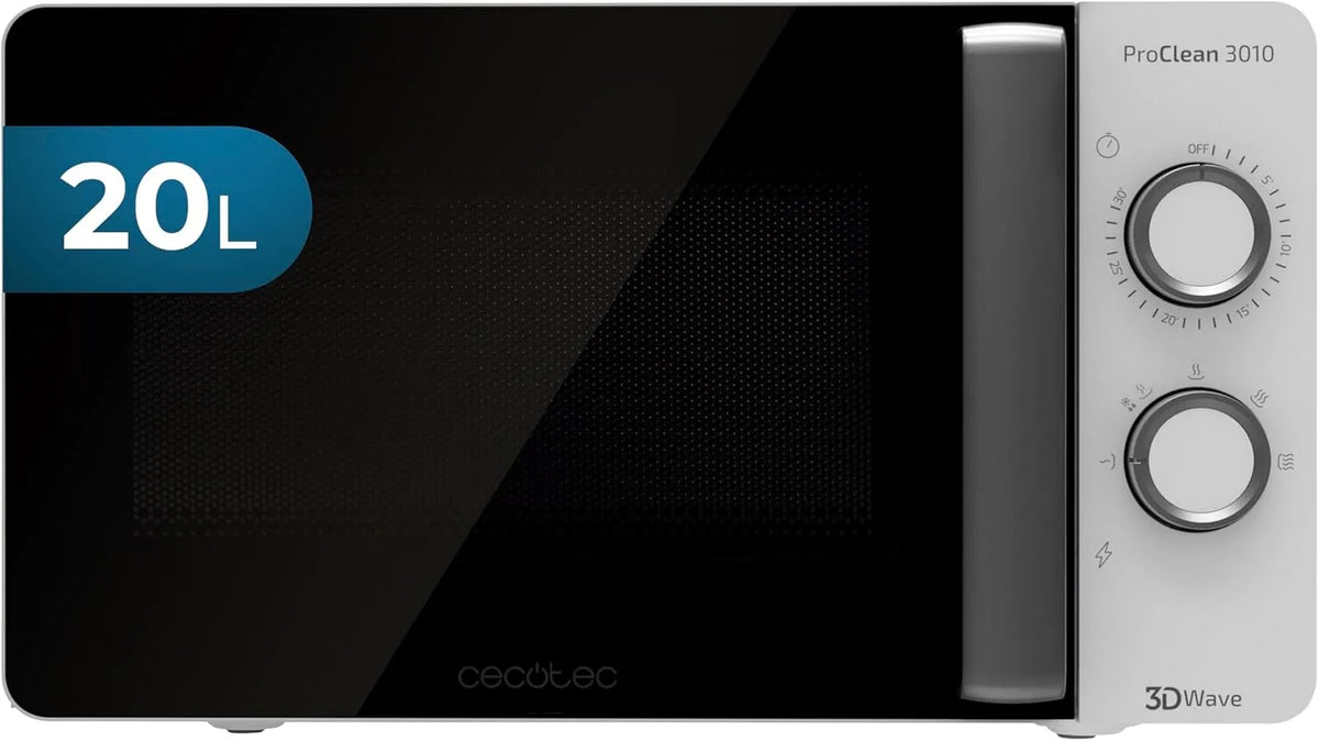 Cecotec Ready2Clean Micro-ondes, 20 L, 700 W, minuteur, décongélation, four micro-ondes, blanc, Minuterie 30 min, 6 Niveaux, Revêtement Ready2Clean