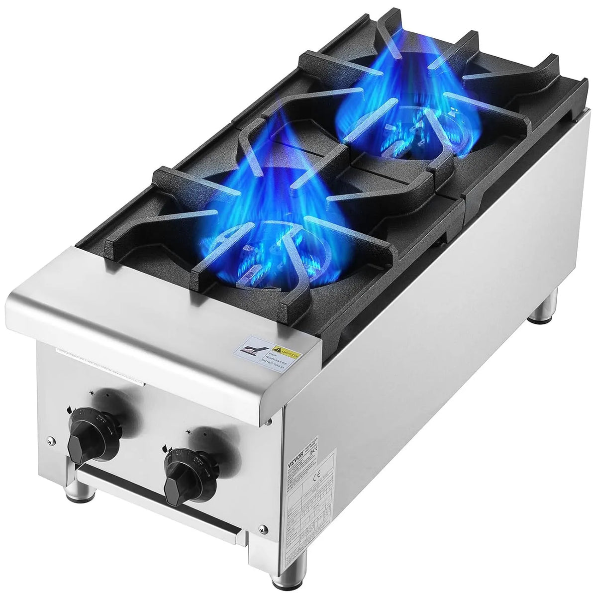 VEVOR Cuisinière avec four, professionnel, restaurant, acier inoxydable, 14 kW, VEVOR Cuisinière à Gaz Commerciale avec 2 Brûleurs, Plaque de Cuisson