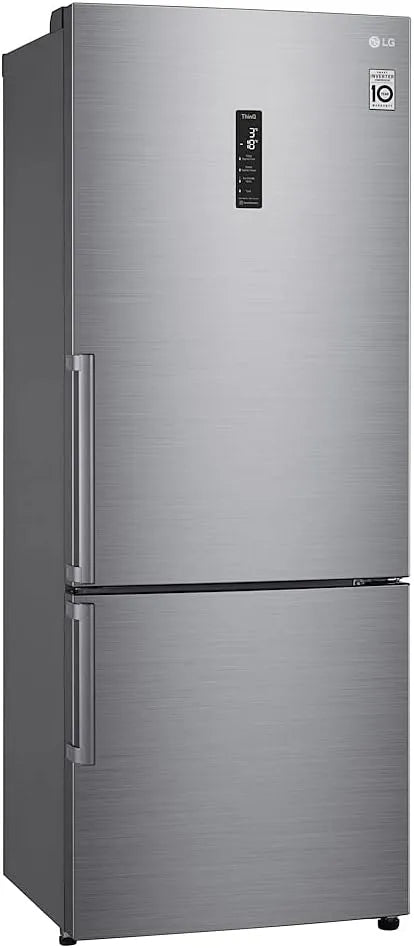 LG GBB567PZCMB1 Congélateur, 499 L, No Frost, Inverter, acier inoxydable, armoire congélateur, Couleur Inox Anti-traces, 185 cm, Compresseur Smart