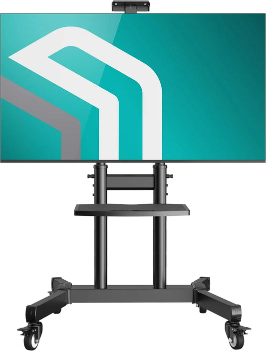 Meuble TV TS1891-B, 50 pouces, roulettes de déplacement, noir, Max VESA 800x600, 90', 90 kg, inclinaison ±5°, tablettes, Support TV mobile