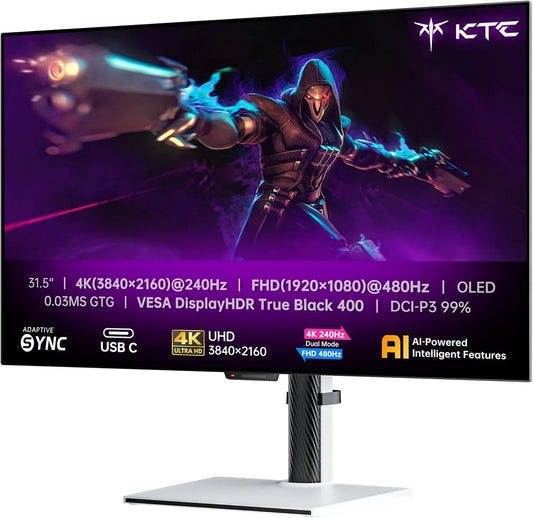 Moniteur, 32 pouces, 03 ms, 240 Hz, 3 USB, HDR, 4K UHD, OLED, HDMI, écran PC, noir, Temps de réponse de 0, DP 1, USB C 65W, Ecran PC Gamer Double Mode