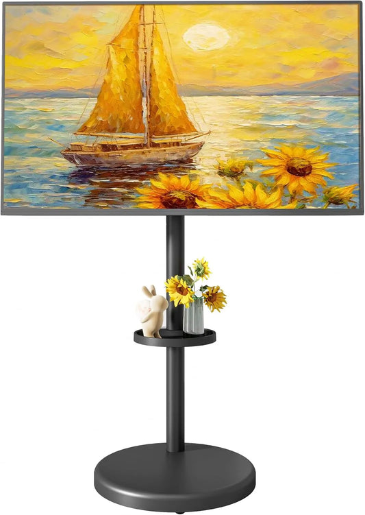 Meuble TV, 86 pouces, 600 x 400 mm, roulettes de déplacement, noir, 50 kg, Support TV à roulettes réglable en Hauteur pour téléviseur 37 à 86'