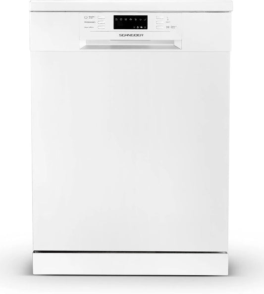 Lave-vaisselle, 6 programmes, 42 dB, SCHNEIDER SCDW1542IDW, pose libre, Inverter, blanc, 15 couverts, 42Db, Tiroir à couverts, Départ différé
