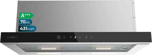Cecotec Bolero Flux PM m3/h Hotte aspirante, 60 cm, 105 W, 430 m3/h, hotte de cuisine, 3 niveaux, noir, Filtre en Aluminium, Commande Mécanique