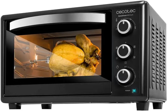 Cecotec Four électrique, 30 L, 1500 W, 5 programmes, noir, 5 fonctions différentes, Comprend une broche rotative, Éclairage intérieur