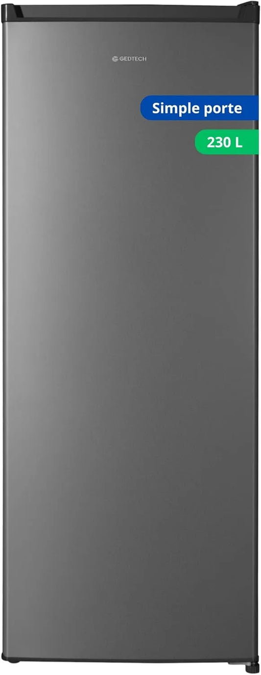 Réfrigérateur GSP230SL, 230 L, classe énergétique E, argenté, GEDTECH Refrigerateur simple porte GSP230SL Silver - capacité 230L - Classe E