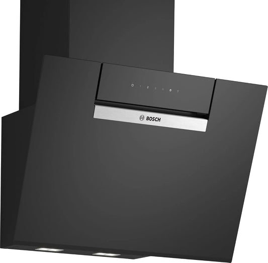 Bosch DWK67FN60 Hotte aspirante, 60 cm, hotte de cuisine, inclinée, Home Connect, noir, Série 4, Commande vocale avec Alexa, Hotte intelligente