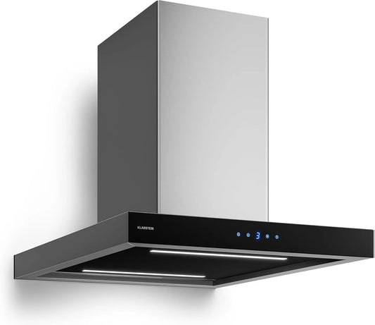 Klarstein Hotte aspirante, 632 m3/h, hotte de cuisine, inclinée, éclairage LED, installation murale, Boost, tactile, mode Boost, recirculation ou