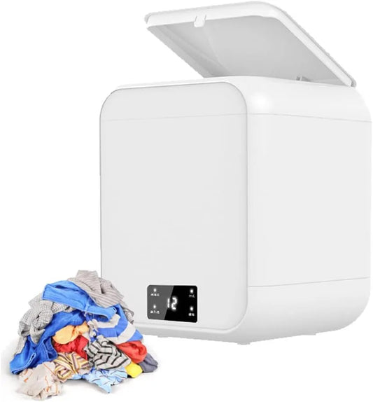 Lave-linge, 12 L, portable, blanc, Mini Machine à Laver avec Tuyau de Vidange 12 L Lavage Double Mode Affichage de L'heure Lumière Bleue pour