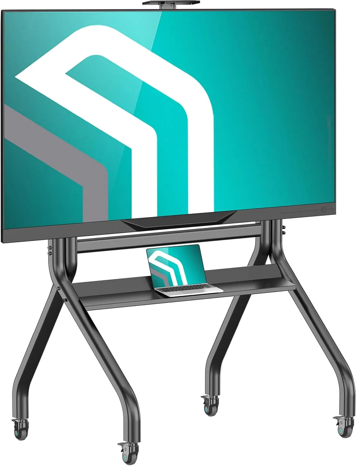 Meuble TV TS2080-B, 60 pouces, roulettes de déplacement, noir, Max VESA 1000x600, hauteur réglable jusqu'à 1580 mm, 120 kg, Support TV mobile