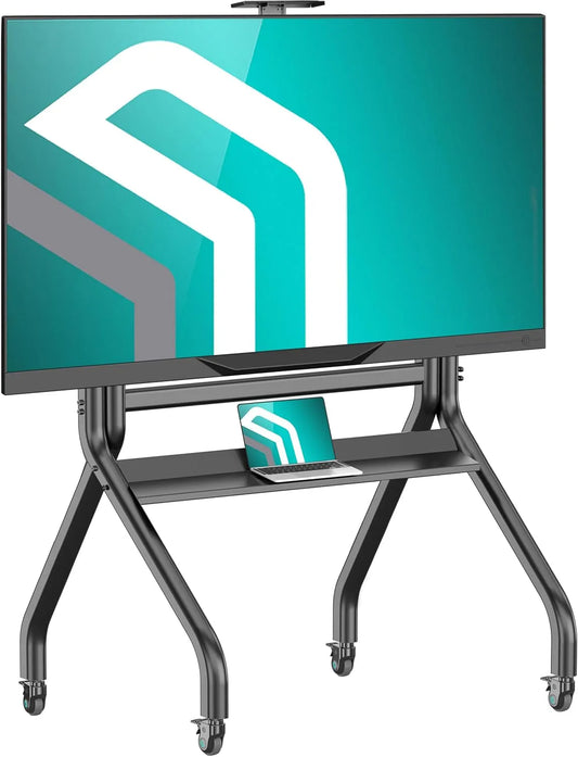 Meuble TV TS2080-B, 60 pouces, roulettes de déplacement, noir, Max VESA 1000x600, hauteur réglable jusqu'à 1580 mm, 120 kg, Support TV mobile