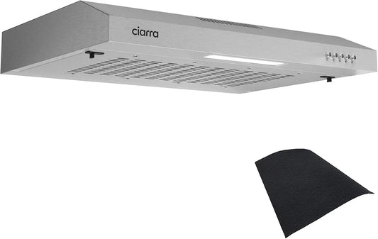 CIARRA CBCS6903 CBCF001 Hotte aspirante, 60cm, hotte de cuisine, évacuation et recyclage, encastrable, acier inoxydable, Hotte Sous Meuble avec