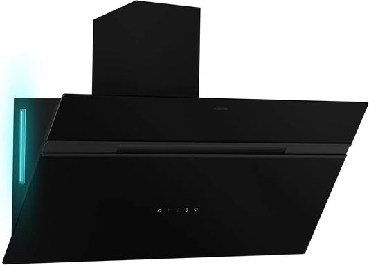 Klarstein Hotte aspirante, 90 cm, 615 m3/h, 54 dB, classe énergétique E, hotte de cuisine, éclairage LED, installation murale, tactile, noire