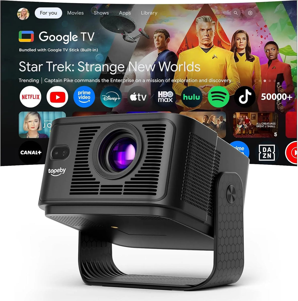 Google 1080p Smart TV, téléviseur, 4K UHD, HDR, portable, effet 3D, noir, 50000+ Apps & Soutien 4K 8K 1080p Native Rés&Correction d'Écran Automatique