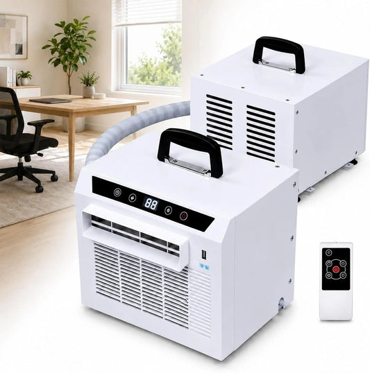 Climatiseur 1.5m, pour Usage Intérieur & 6-10m2 Garage, 1.5m hose, Télécommande, Climatiseur Mobile Split, Climatiseur Fenetre, Compresseur Économe