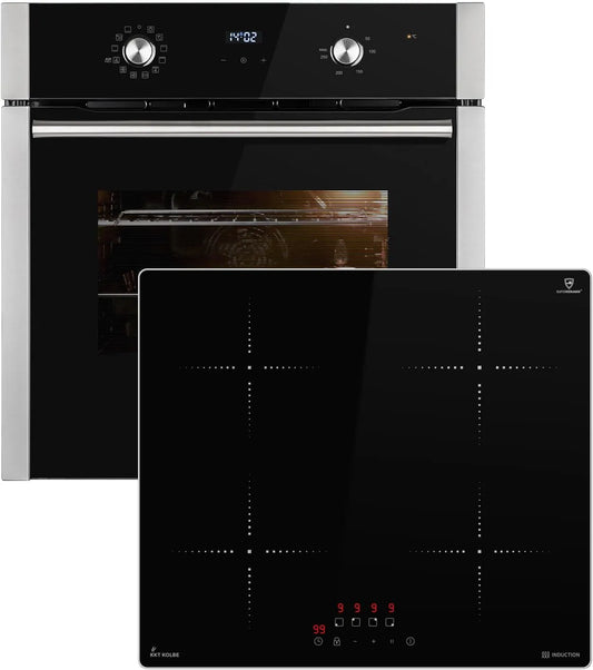 Cuisinière avec four BO8810SS IH85900ED, 60cm, encastrable, minuteur, gril, Timer automatique, SET8810IH859ED, Air chaud, Tiroirs télescopiques