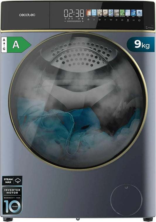 Cecotec Bolero DressCode 9900 Lave-linge, 10, 3 pouces, 11 programmes, 9 kg, classe énergétique A, Inverter, bleu, min, Cecotec Lave-linge 9Kg
